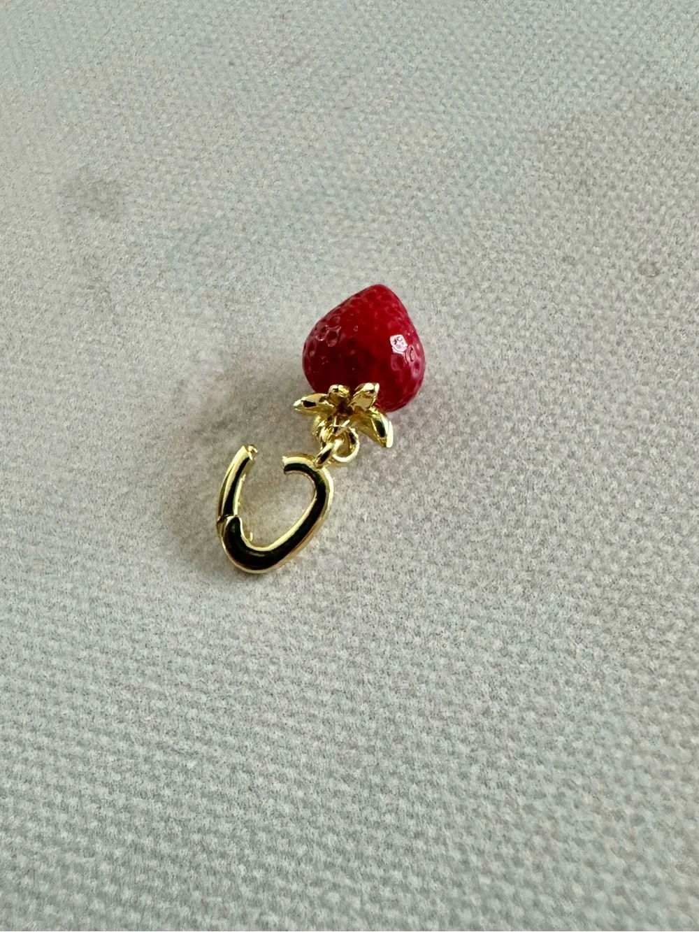 Gorjana Gold Charm Pendant - Red Enamel Strawberry, petite, Tiny - Picture 7 of 11